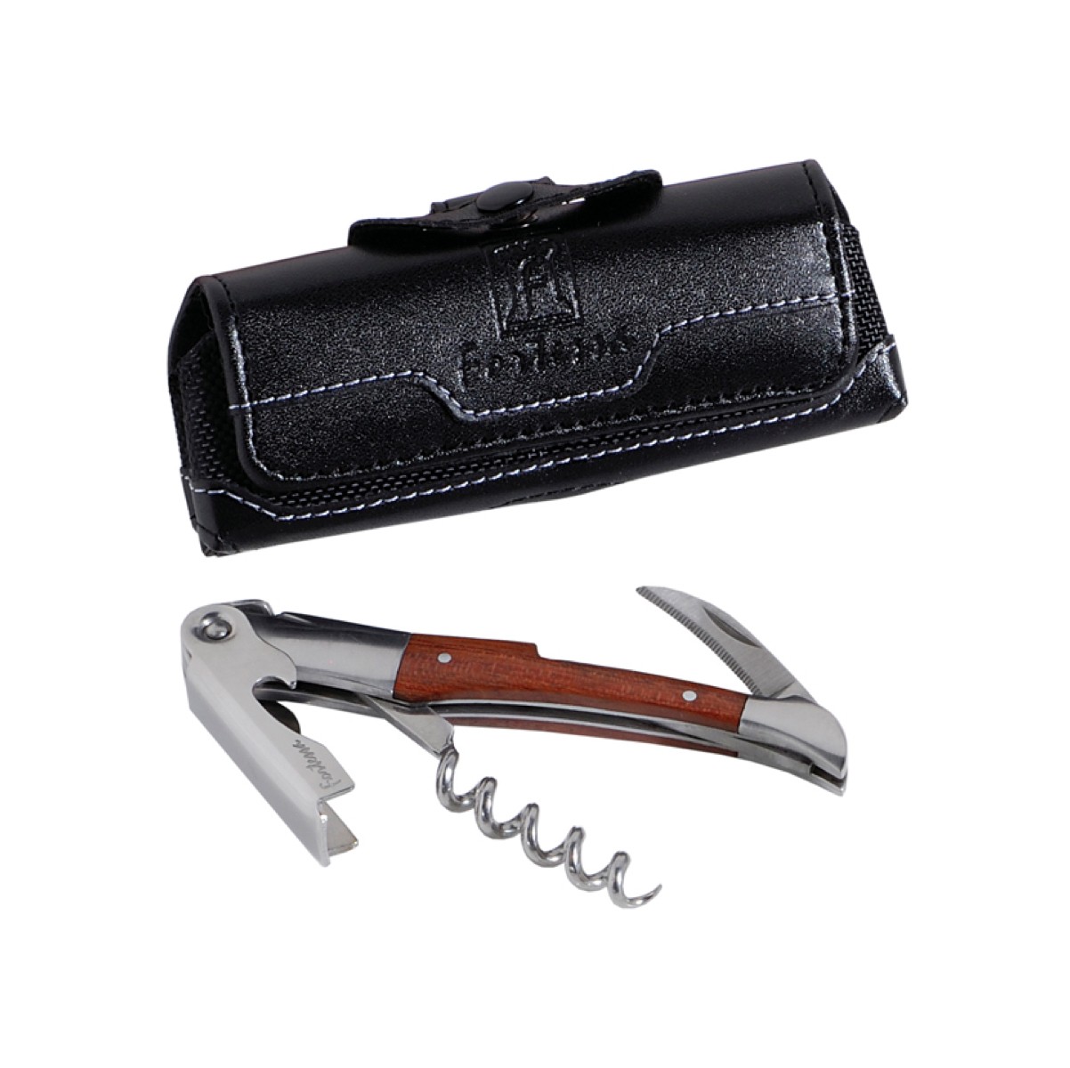 Stainless Steel Sommelier Wooden Handle Bottle Opener - Set of 1